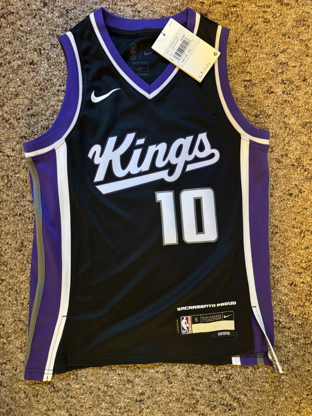 Nike Kids Sacramento Kings Black & Purple Jersey #10